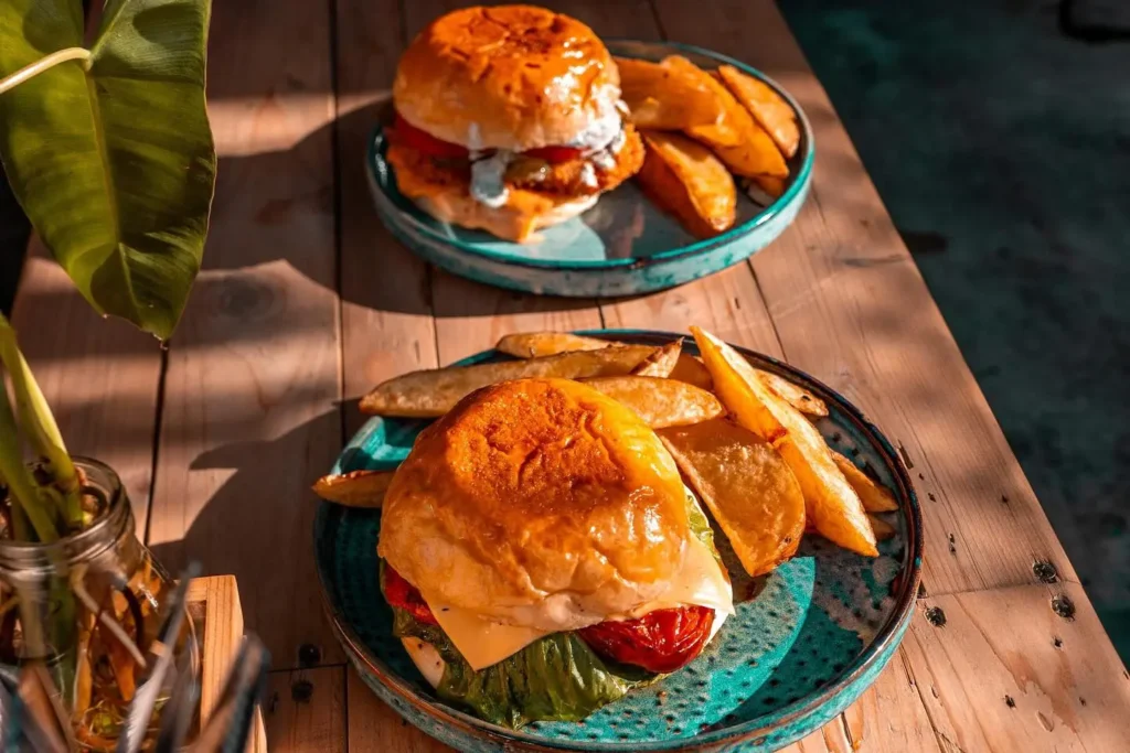 Image of two tasty looking burgers from Onions Cafe Koh Tao